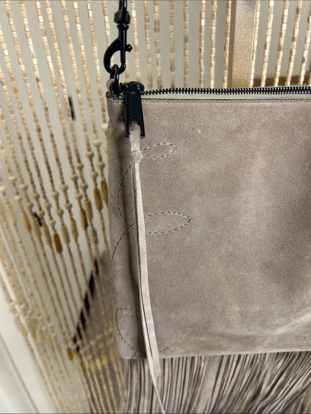 Rebecca Minkoff Taupe Fringe Suede Crossbody Bag - Picture 14 of 16